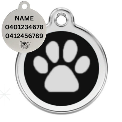 Black Pawzee Shiny Metal Pet Tag