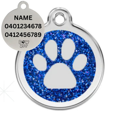 Blue Glitter Pet Tag