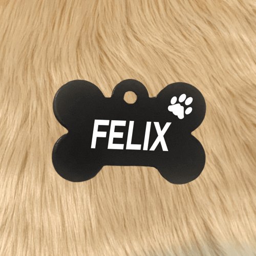 Dog id Tag Aluminium Bone BLACK