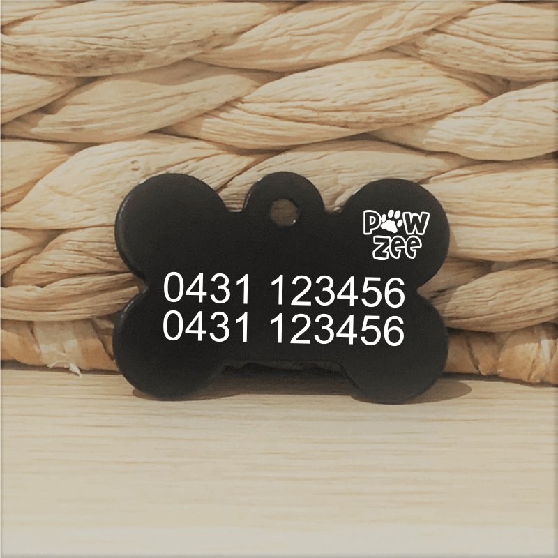 Black Bone Pawzee Light Dog Tags for Pets - Australia - Pet ID Tags