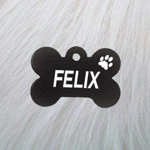 Dog id Tag Aluminium Bone BLACK