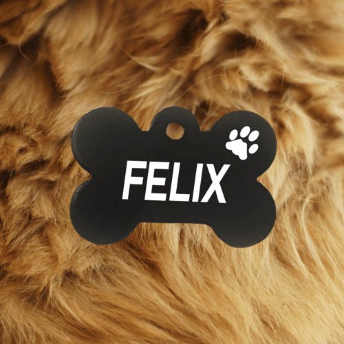 Dog id Tag Aluminium Bone BLACK