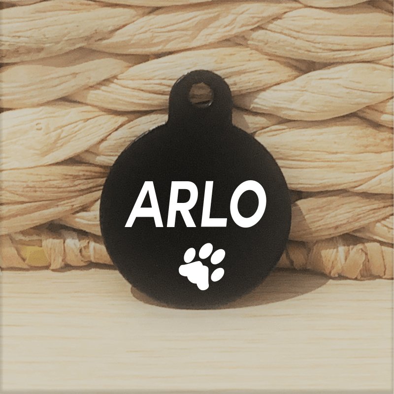 Black Round Pawzee Light Pet Tags - Pet ID Tags