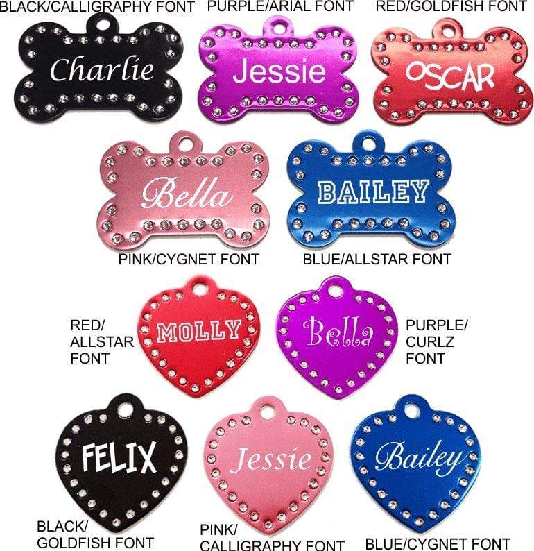 Crystal Heart Pet ID Tags