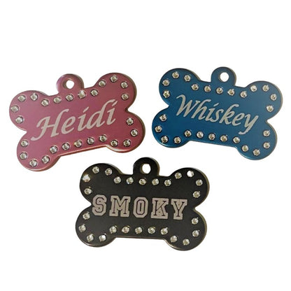Swarovski Crystal Engraved Pet ID Tags - Pet ID Tags