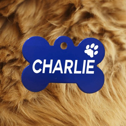Dark Blue Pawzee Bone Dog Tag