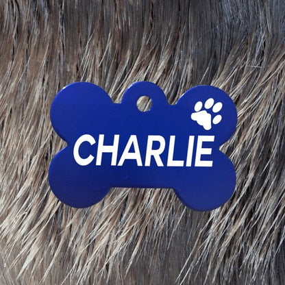 Dark Blue Pawzee Bone Dog Tag