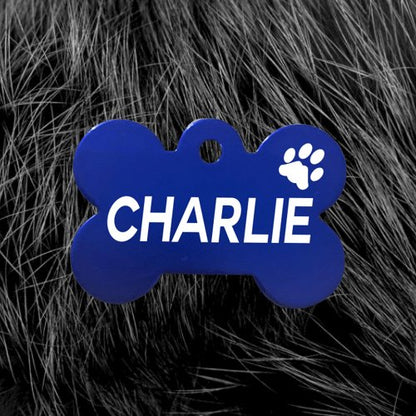 Dark Blue Pawzee Bone Dog Tag