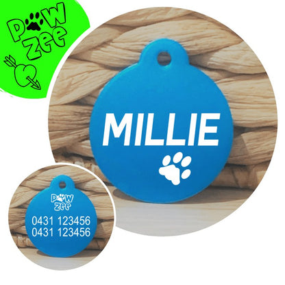 Light Blue Round Pawzee Pet Tags pawzee Pet ID Tags 
