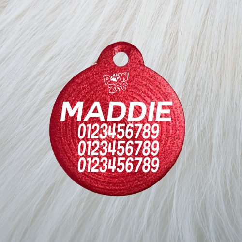 Personalized PAWZO PET TAGS 2 FOR $28 - LARGE in red, featuring a big paw print. Perfect for pets! Free delivery Australia wide.