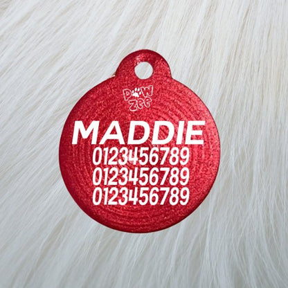 Personalized PAWZO PET TAGS 2 FOR $28 - LARGE in red, featuring a big paw print. Perfect for pets! Free delivery Australia wide.