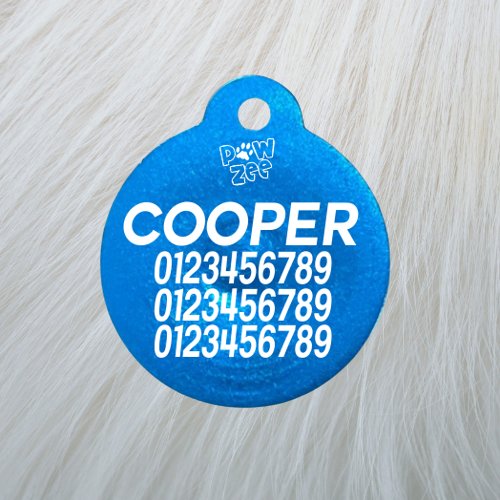 Personalized PAWZO PET TAGS 2 FOR $28 - LARGE in blue aluminum with paw print, perfect for pets. Free delivery Australia wide!