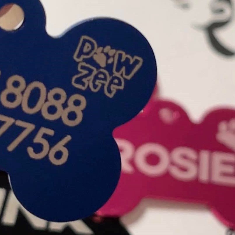 Dark Blue Pawzee Bone Dog Tag