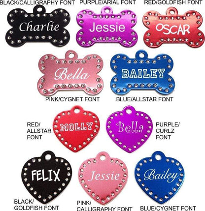 Swarovski Crystal Engraved Pet ID Tags - Pet ID Tags