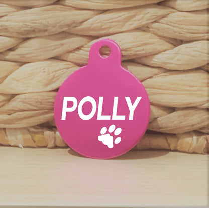 Pink Round Pawzee Pet Tags pawzee Pet ID Tags 