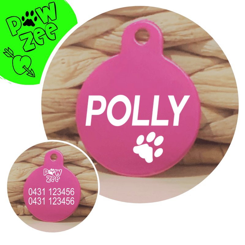 Pink Round Pawzee Pet Tags pawzee Pet ID Tags 