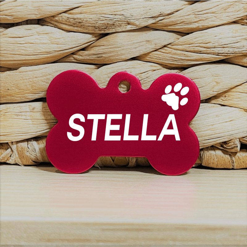 Red Bone Pawzee Pet Tags pawzee Pet ID Tags
